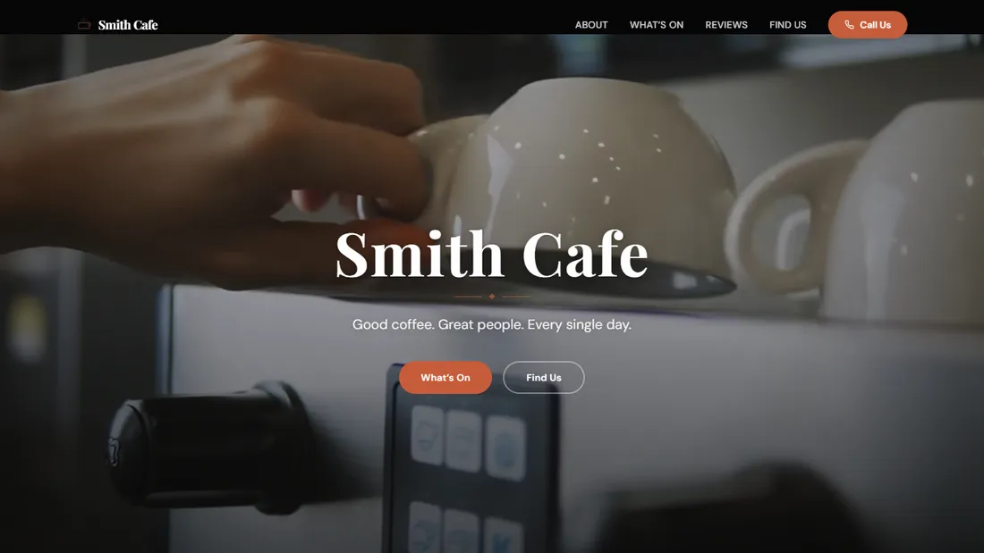 Smith Cafe concept homepage